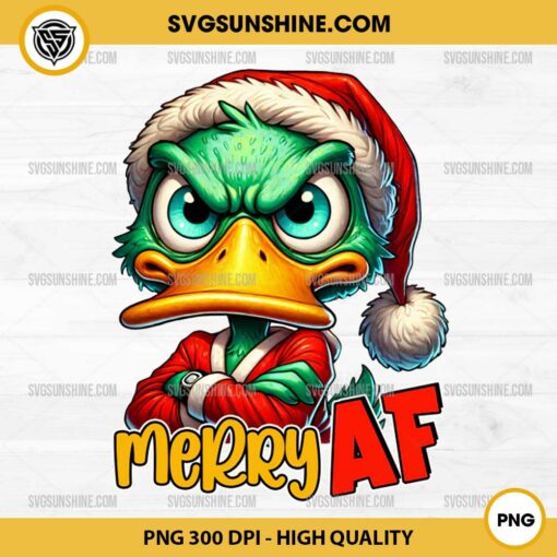 Grumpy Duck Merry AF Christmas PNG, Funny Duck Christmas PNG