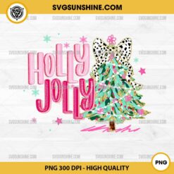 Holly Jolly Colorful Coquette Christmas Tree PNG