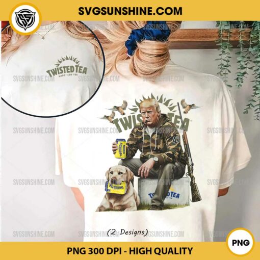 Hunting Camo Trump Twisted Tea PNG, Hunting Trump With Dog Duck Waterfowl PNG