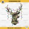 Hunting Christmas PNG, Camo Reindeer Deer Christmas Lights PNG