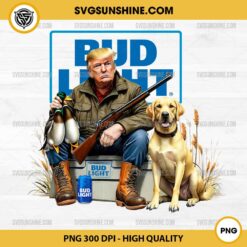 Hunting Trump Bud Light Beer PNG, Trump With Dog And Duck Waterfowl PNG File