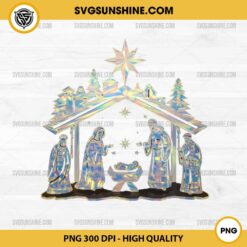 Iridescent Nativity Scene PNG, Christmas Nativity Scene PNG, Religious Christmas PNG