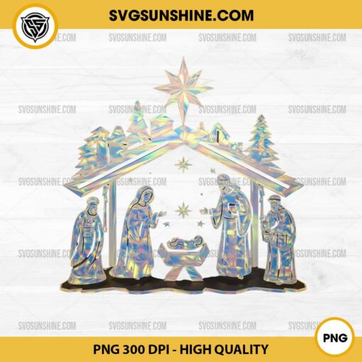 Iridescent Nativity Scene PNG, Christmas Nativity Scene PNG, Religious Christmas PNG