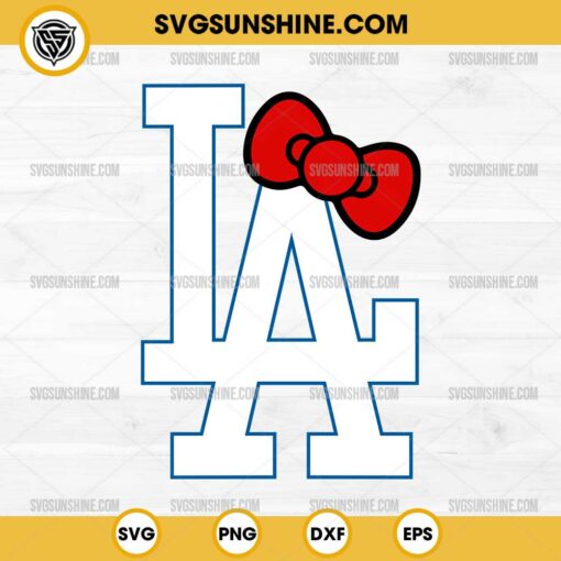 LA Dodgers Hello Kitty Bow SVG, Hello Kitty LA Dodgers Baseball SVG