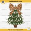 Leopard Bow Christmas Tree PNG, Coquette Watercolor Christmas Tree PNG