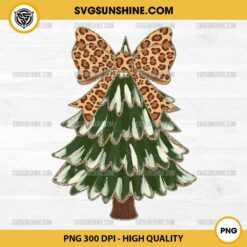 Leopard Bow Christmas Tree PNG, Coquette Watercolor Christmas Tree PNG