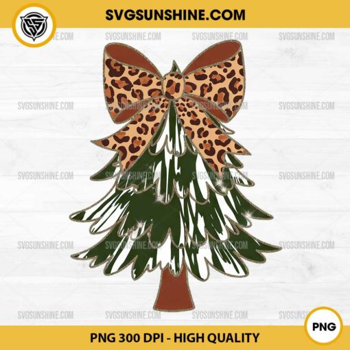 Leopard Glitter Bow Christmas Tree PNG Vector Clipart