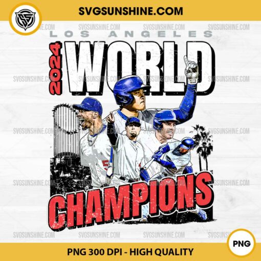 Los Angeles 2024 MLB World Champions PNG, Los Angeles Dodgers Baseball 2024 World Series PNG