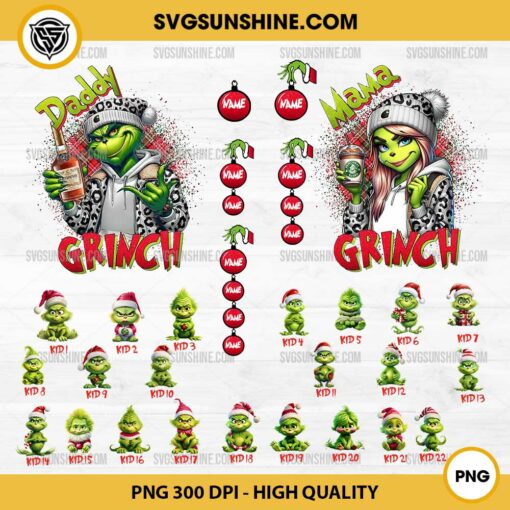 Custom Mama Daddy Grinch PNG, Leopard Mama Grinch PNG, Leopard Daddy Grinch PNG, Custom Baby Grinch PNG