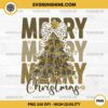 Merry Christmas Tree Gold Brown PNG, Coquette Bow Glitter Christmas Tree PNG