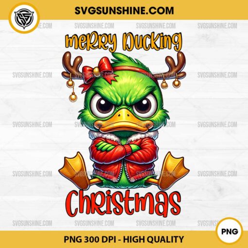 Merry Ducking Christmas PNG, Funny Duck Christmas PNG