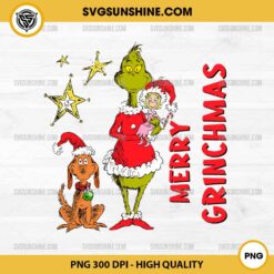 Merry Grinchmas PNG, Grinch Cindy Lou Who And Max Dog PNG File