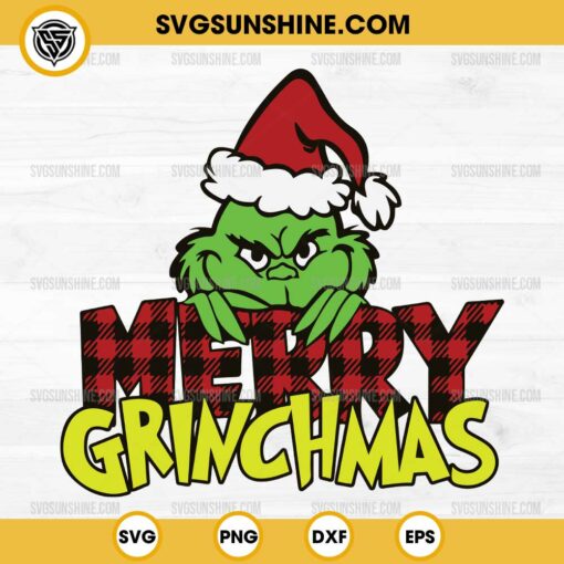 Merry Grinchmas SVG PNG, Grinch Merry Christmas SVG Vector Clipart