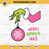 Merry Grinchmas SVG, Pink Grinch Hand Holding Ornament SVG