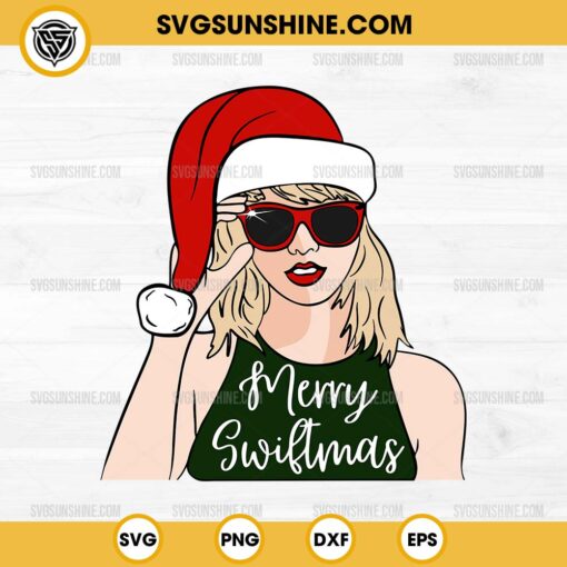 Merry Swiftmas SVG, Taylor Swift Santa Hat Christmas SVG, Christmas Taylor Swift SVG PNG