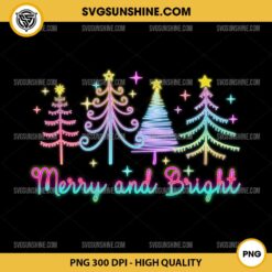 Merry and Bright Neon PNG, Neon Christmas Tree PNG