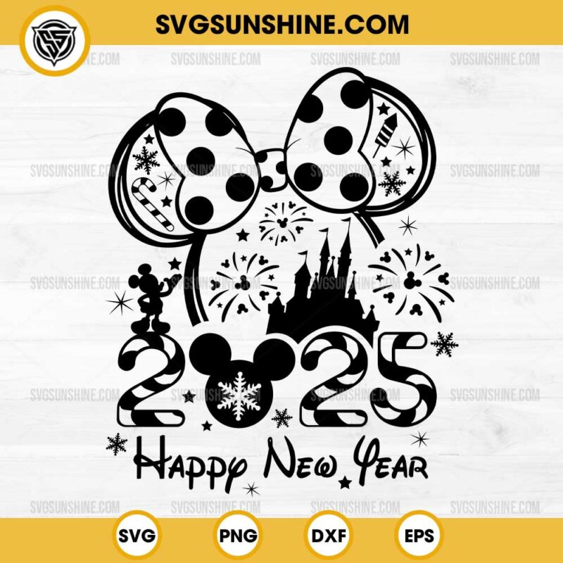 Minnie Mouse 2025 Happy New Year SVG, Mickey 2025 SVG, Disney New Years