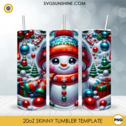 Christmas Snowman 3D Tumbler Wrap PNG File