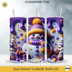 Purple Snowman 3D Tumbler Wrap PNG