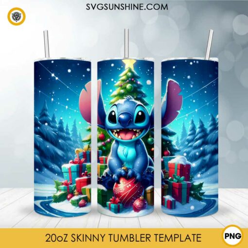 Disney Christmas Stitch Skinny Tumbler PNG Design