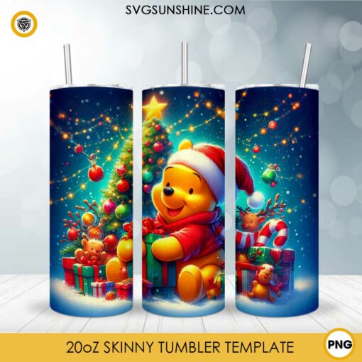 Disney Christmas Winnie the Pooh Skinny Tumbler PNG Design