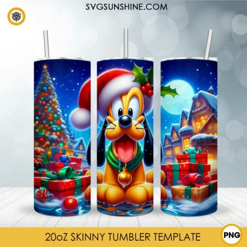 Disney Pluto Christmas 20oz Tumbler Wrap PNG File