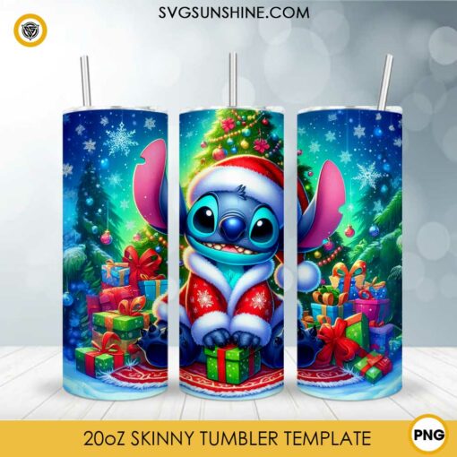 Disney Stitch Christmas 20oz Tumbler Wrap PNG File