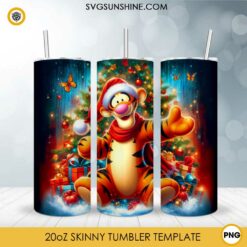 Disney Tigger Christmas 20oz Tumbler Wrap PNG File