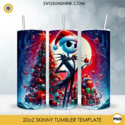 Jack Skellington Santa Hat Christmas Tumbler PNG File Digital Download