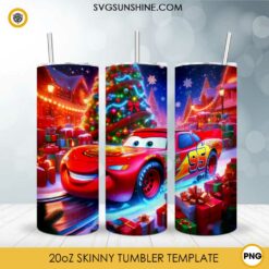 Lightning McQueen Christmas 20oz Tumbler Wrap PNG File