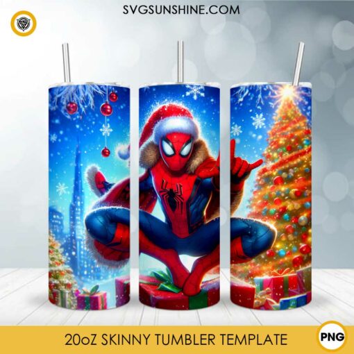 Spider-Man Christmas 20oz Tumbler Wrap PNG File