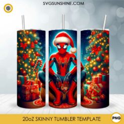 Spider-Man Santa Hat Christmas Tumbler PNG File Digital Download