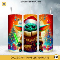 Star Wars Baby Yoda Christmas 20oz Tumbler Wrap PNG File