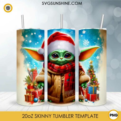 Star Wars Christmas Baby Yoda 20oz Tumbler Wrap PNG File