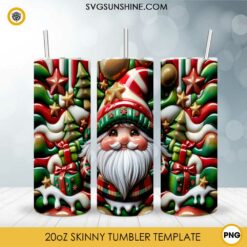 3D Christmas Gnome Tumbler Wrap PNG