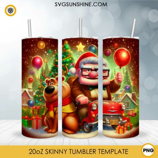 Disney Christmas Carl Fredricksen Skinny Tumbler PNG Design