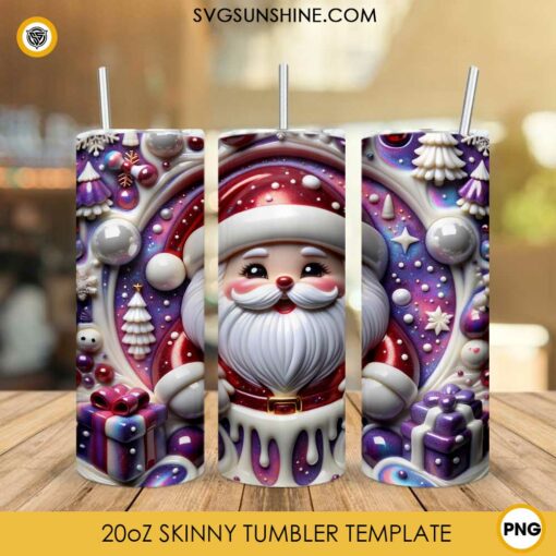 3D Christmas Santa Claus 20oz Tumbler Wrap PNG