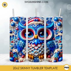 3D Owl Christmas 20oz Tumbler Wrap PNG