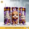 3D Purple Highland Cow 20oz Tumbler Wrap PNG