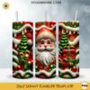 3D Santa Claus Christmas Tumbler Wrap 20oz Skinny PNG Sublimation