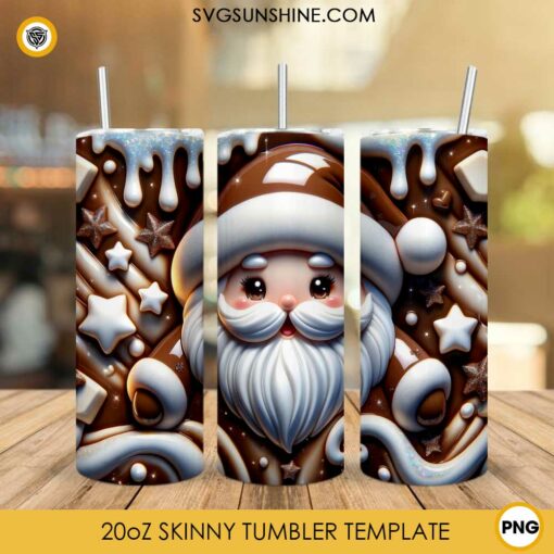 3D Santa Claus Milk Chocolate 20oz Tumbler Wrap PNG