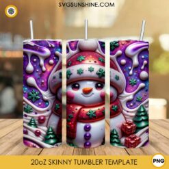 3D Snowman 20oz Tumbler Wrap PNG Design