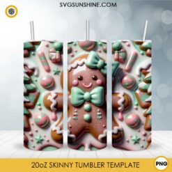 Gingerbread Girl Christmas 3D Tumbler Wrap PNG