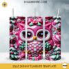 Pink Owl Christmas 3D Tumbler Wrap PNG