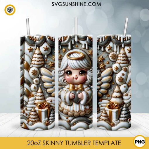 3D Christmas Little Angel 20oz Skinny Tumbler PNG