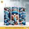 3D Leopard Blue Snowman Tumbler PNG File