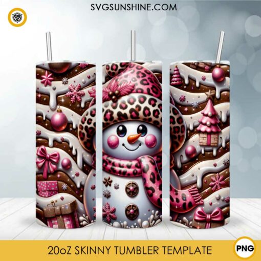 3D Leopard Snowman Milk Chocolate Tumbler PNG File