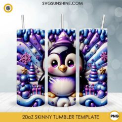 3D Penguin Christmas Tumbler PNG File