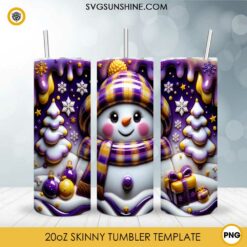 3D Purple Snowman Tumbler PNG File