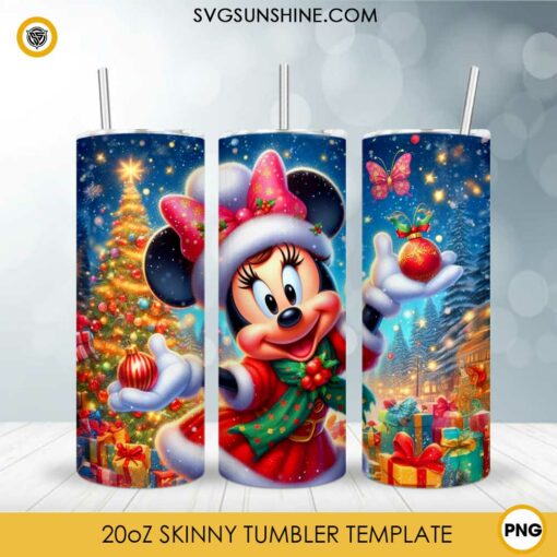 Disney Christmas Minnie Mouse Skinny Tumbler PNG Design